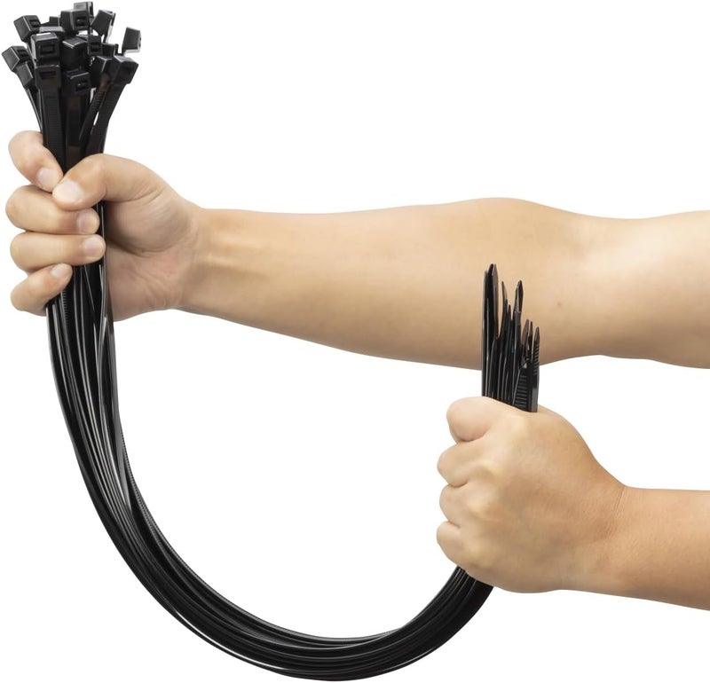 XINGO 26 inch Black Zip Ties Heavy Duty 100 Pack, 200 LBS Ultra Strong Plastic Wire Ties, Large Cable Ties Extra Long Tie Wraps, Indoor and Outdoor UV Resistant - Image 1